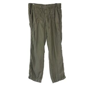 Caslon Olive Green Linen Pants Size S Drawstring Waist Straight Leg Relaxed